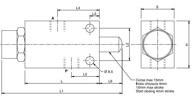 Hydraulic Pushbutton End Of Stroke Valve, Normally Open, V-101 3/8 NA